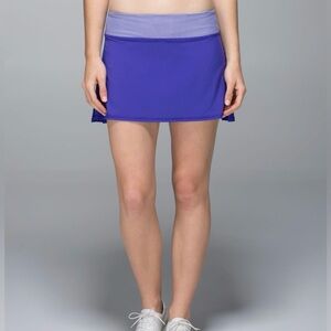Y2K Lululemon Pace Setter Skirt 2014 Edition Bruised Berry Wht Stripe Band Sz 4